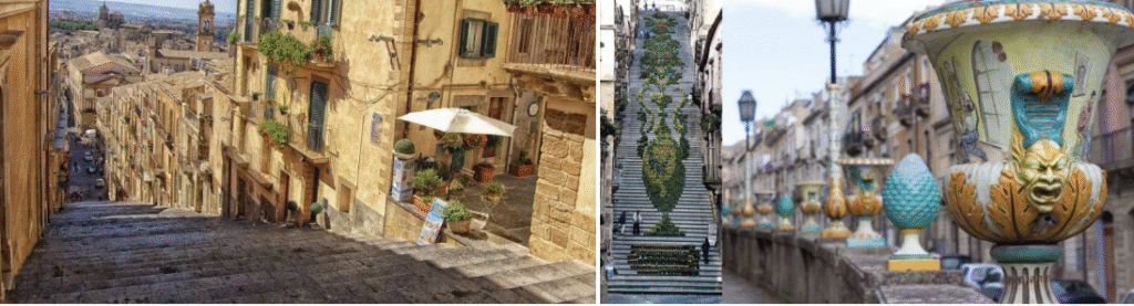 Circuit Splendida Italia  – Escalier Scalinata di Santa Maria del Monte à Caltagirone décoré de faïences et vases
