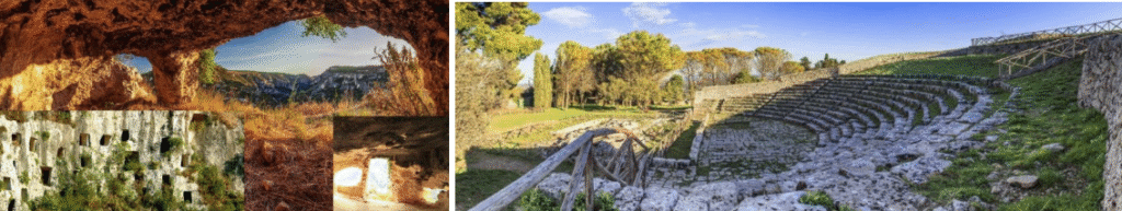 Tombes creusées dans la roche et arène du site archéologique de Pantalica, Sicile
