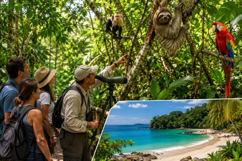 Visite guidée du parc national Manuel Antonio avec observation des paresseux, singes et plage lors d'un Circuit Costa Rica accompagné