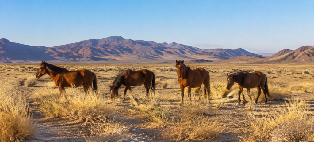 Chevaux sauvages près d’Aus pendant le Grand tour de Namibie