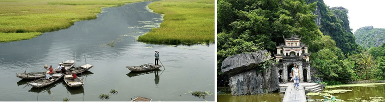 Paysages spectaculaires de la Baie d'Halong terrestre à Ninh Binh, Vietnam.
