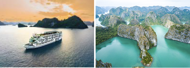 Croisière en jonque traditionnelle sur la baie d'Halong, Vietnam. Croisière dans la baie d’Halong, Circuit Vietnam Cambodge 2026."