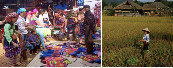 Marché de Coc Ly à Lao Cai et visite du village Tay dans les montagnes du Vietnam.