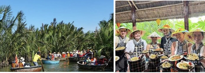 Excursion en bateau panier à Cam Thanh au Vietnam, au cœur d’une forêt de palmiers d’eau, avec cours de cuisine vietnamienne