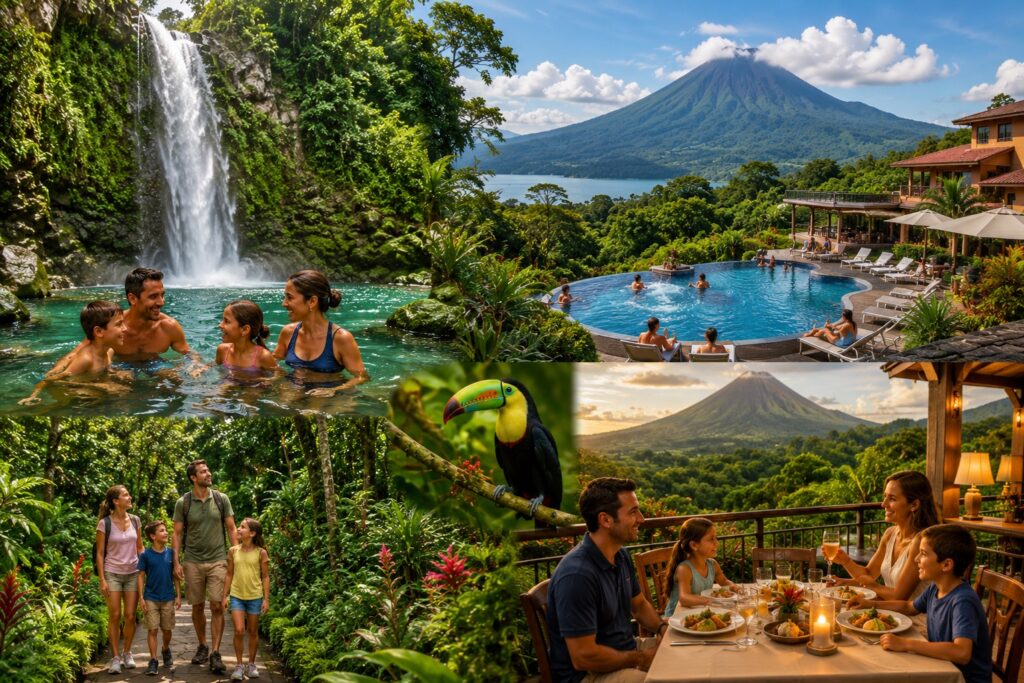Profitez de la cascade La Fortuna, de la piscine à débordement de l'Hôtel Linda Vista et d'une vue sur le volcan Arenal au Costa Rica