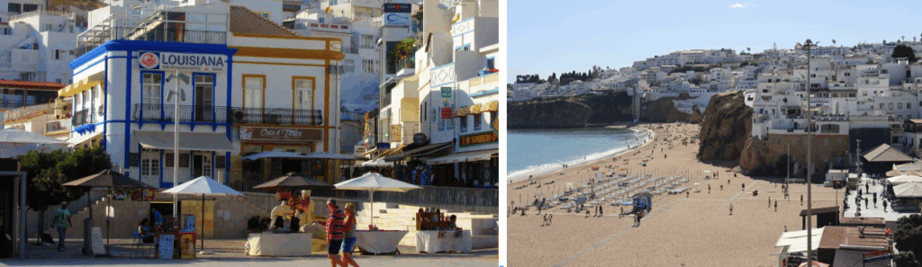 Vue sur la ville coloré de Albufeira et sur la plage
