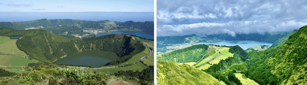 super pointde vue à partir du ico do Carvão sur les vallées, lacs et littoral et lagoas de Santiag