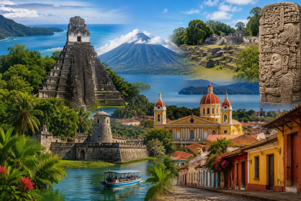 Grand circuit Amérique centrale avec les temples de Tikal, les villes coloniales, les volcans et les paysages du Guatemala, du Honduras, du Salvador et du Nicaragua