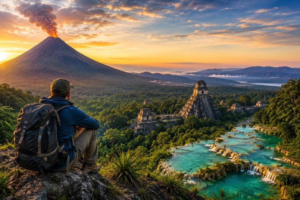 Circuit Guatemala Aventure avec le volcan Acatenango, les temples mayas de Tikal et les piscines naturelles de Semuc Champey