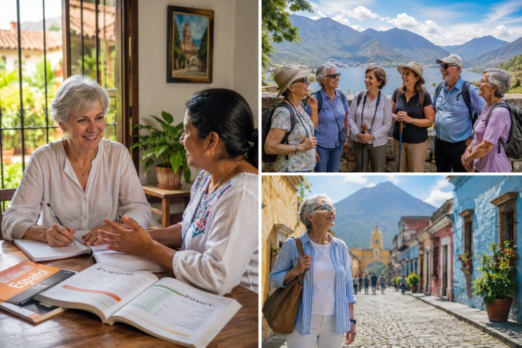 Voyageuse suivant un cours privé d'espagnol avec une enseignante au Guatemala.