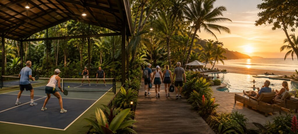 Séjour de pickleball entre jungle tropicale à Uvita et plage du Pacifique à Jacó